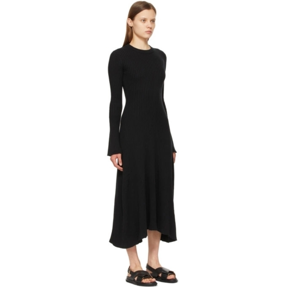 Anna Quan Isla Black Long Sleeve Ribbed Cotton Knit Dress NWT 8 - Picture 5 of 13